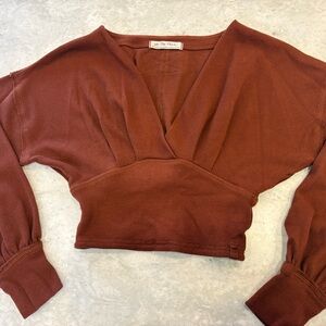 Free People Terracotta V-Neck Crop Top